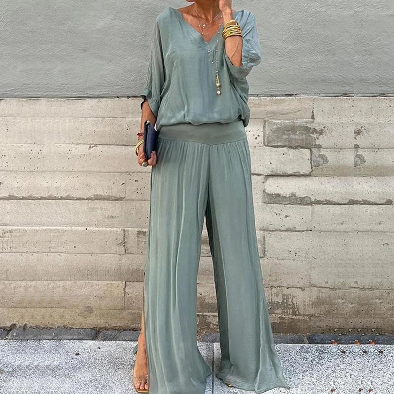 Scarlett™ - Elegant Chiffon Top Wide-leg Pants Two-piece Set