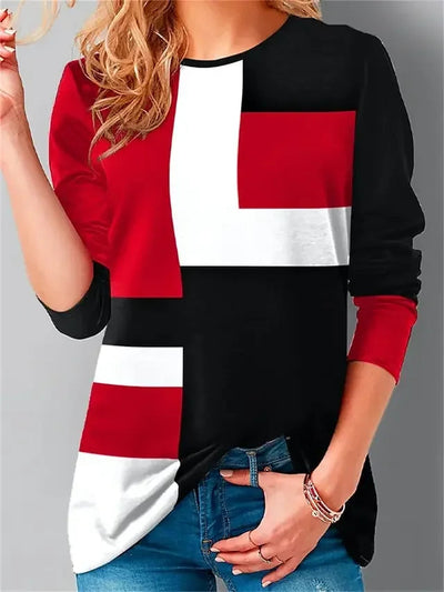 Alice™ - Vintage Comfy Color Block Sweatshirt