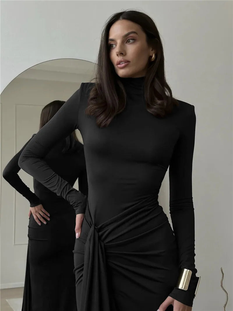 Evelyn™ - Sexy Turtleneck Bodycon Dress with Thigh High Split