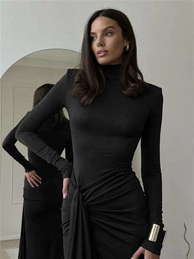 Evelyn™ - Sexy Turtleneck Bodycon Dress with Thigh High Split