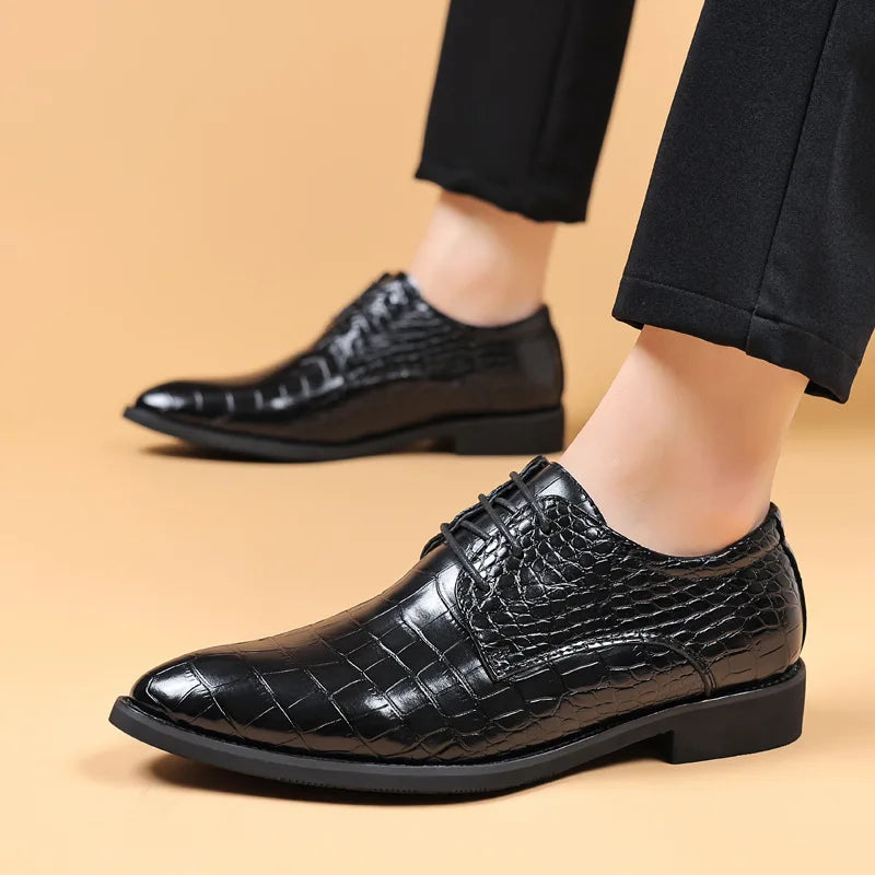 Lauren™ - Stylish Crocodile Pattern Leather Shoes