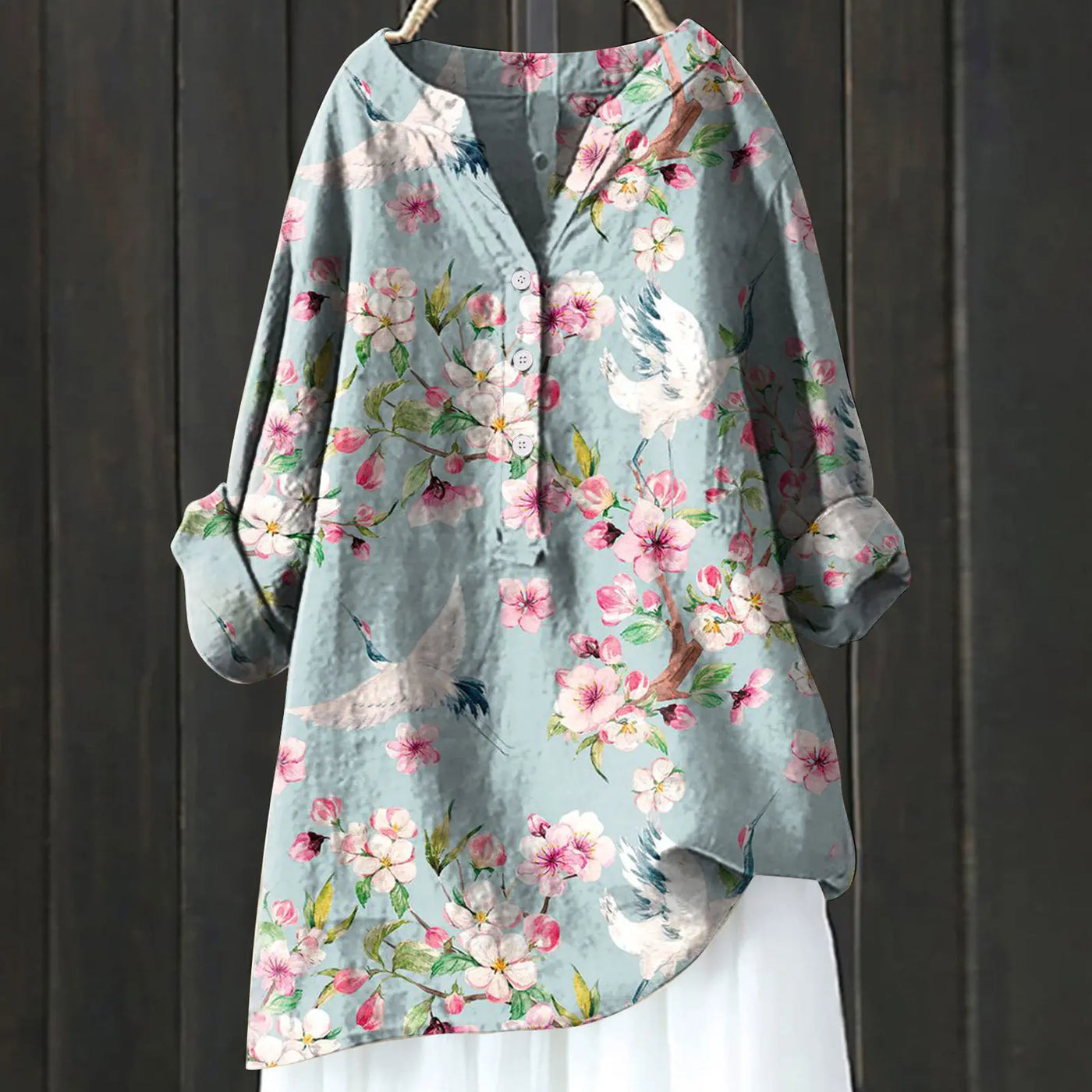 Luna™ - Vintage Floral Art Print Linen Shirts