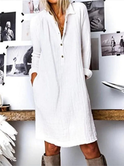 Daisy™ - Comfortable Cotton Linen Long Sleeve Dress