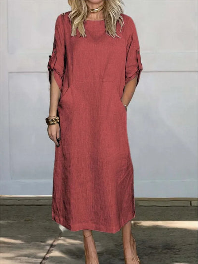 Isla™ - Stylish Comfy Loose Short Sleeved Linen Dress