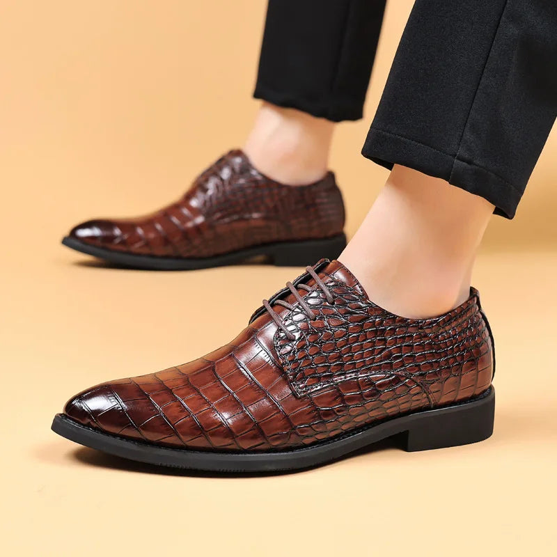 Lauren™ - Stylish Crocodile Pattern Leather Shoes