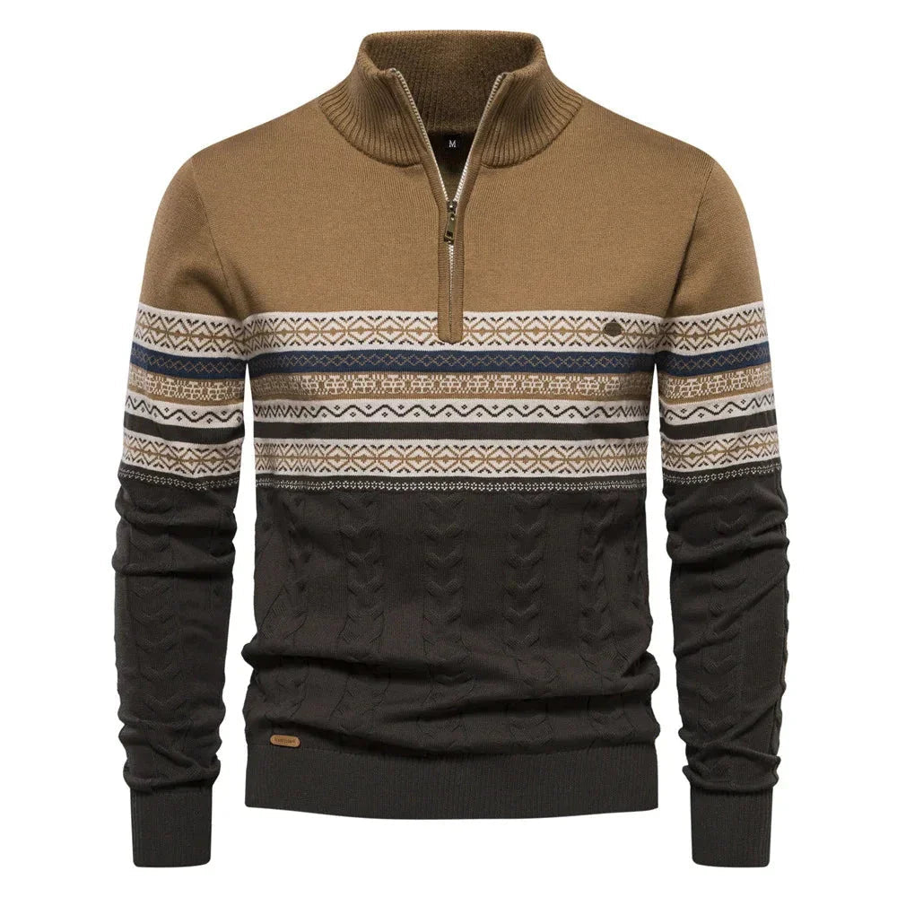 Samuel™ - Stylish Fair Isle Half Zip Sweater