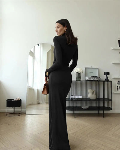 Evelyn™ - Sexy Turtleneck Bodycon Dress with Thigh High Split
