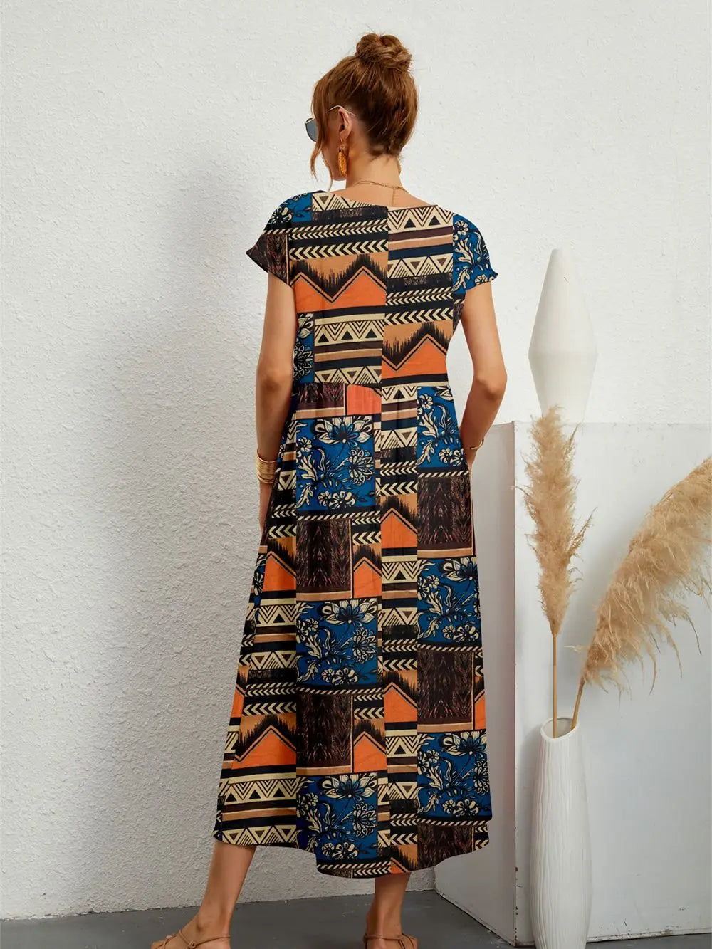 Holly™ - Stylish O-neck Printed Dress with Pockets