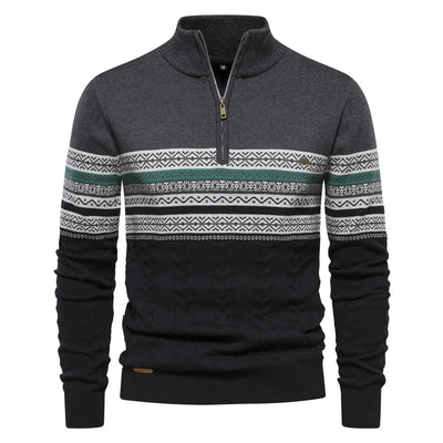 Samuel™ - Stylish Fair Isle Half Zip Sweater