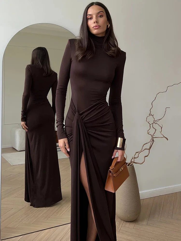 Evelyn™ - Sexy Turtleneck Bodycon Dress with Thigh High Split