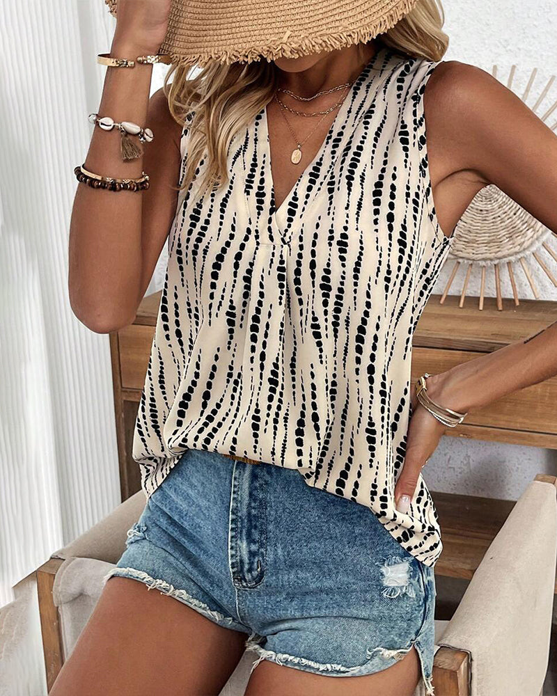 Mila™ - Sleeveless Casual Printed Blouse