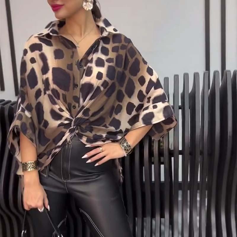 Lina™ - Elegant Leopard Pattern Blouse