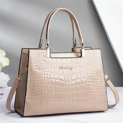 Lola™ - Shiny Crocodile Pattern Leather Handbag