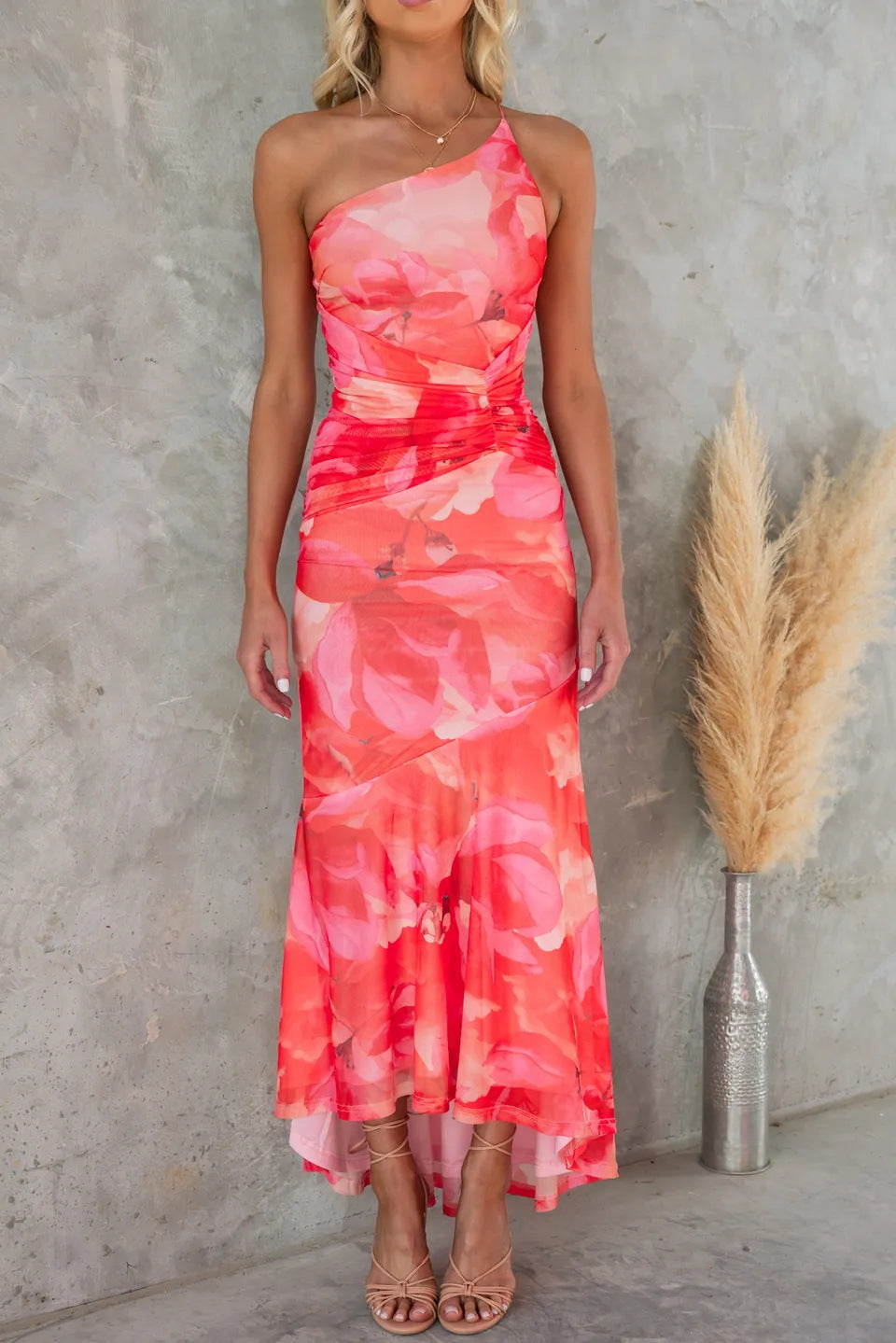 Sienna™ - Stylish Ocean Bloom Asymmetric Maxi Dress