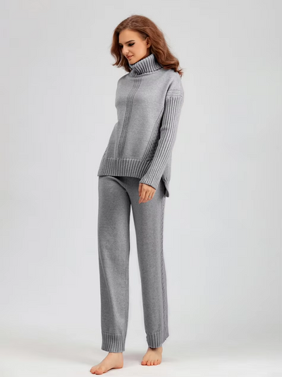 Emily™ - Stylish High-neck Pullover Knit Sweater with Loose Pants Set