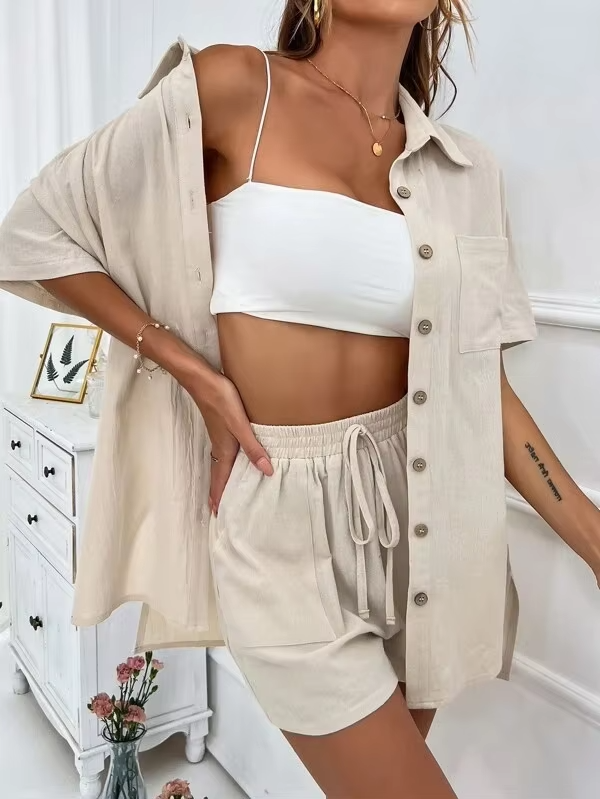 Sophia™ - Comfortable Linen Shirt and Shorts Set