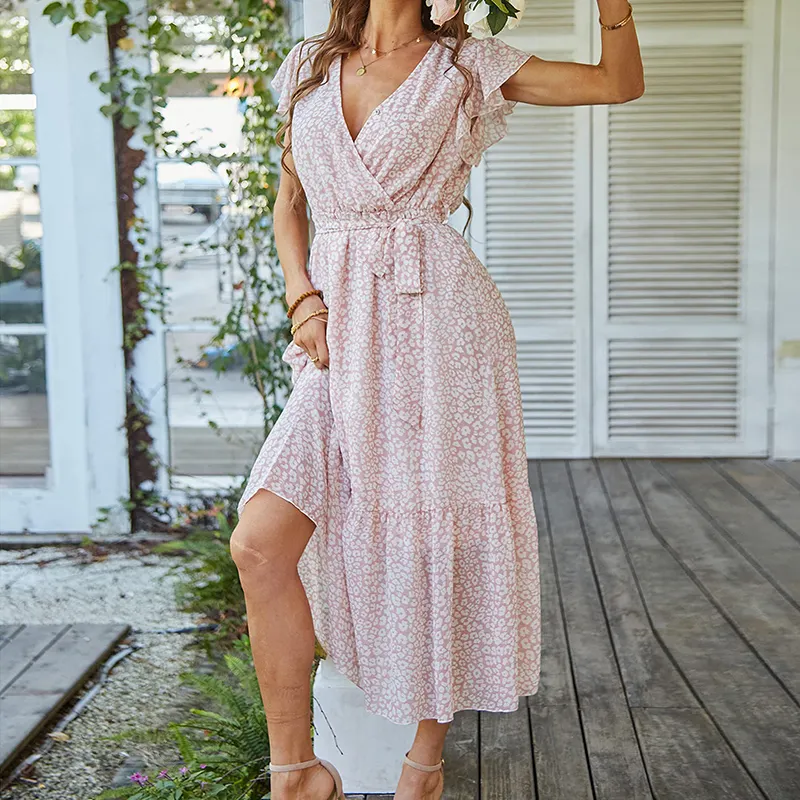 Emily™ - Comfortable Floral Wrap Belt Summer Dress