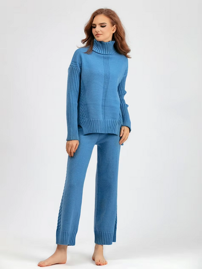 Emily™ - Stylish High-neck Pullover Knit Sweater with Loose Pants Set