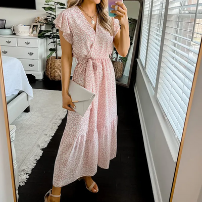 Emily™ - Comfortable Floral Wrap Belt Summer Dress