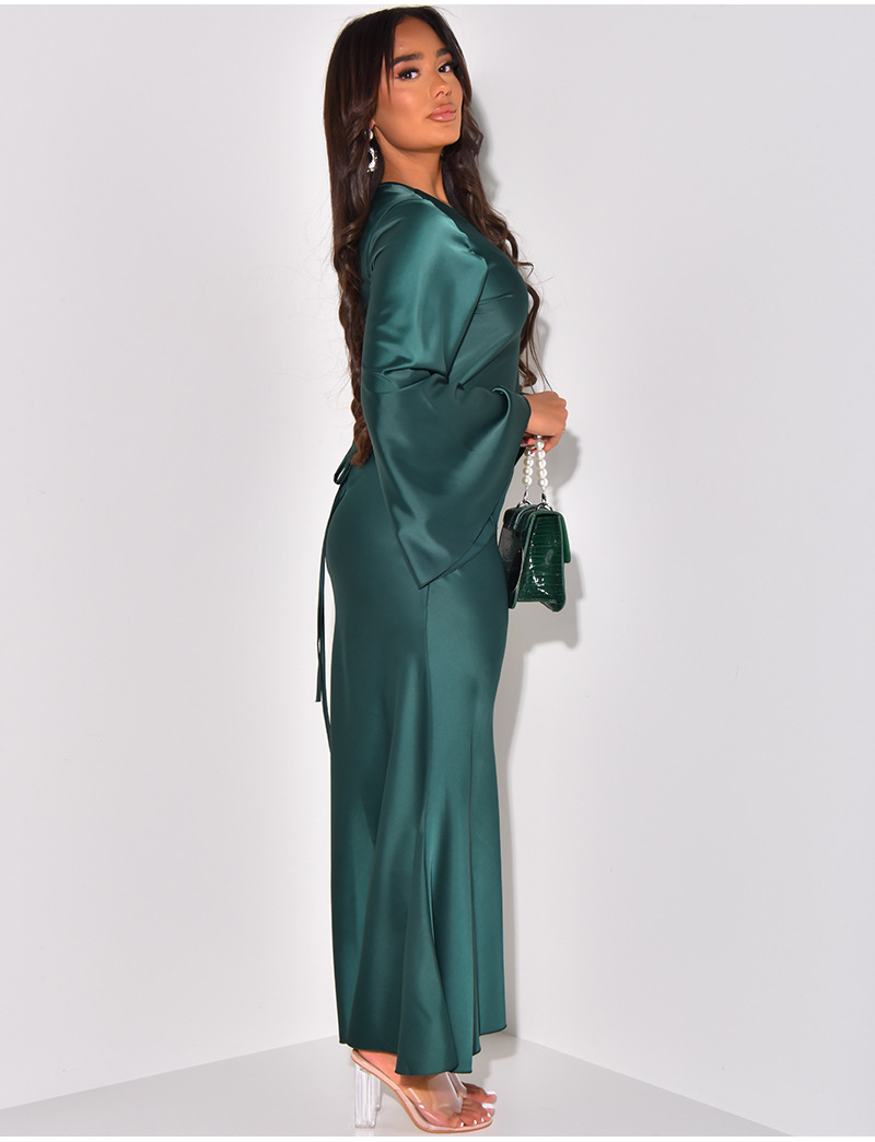 Sophia™ - Elegant Satin Printed Bandage Maxi Dress