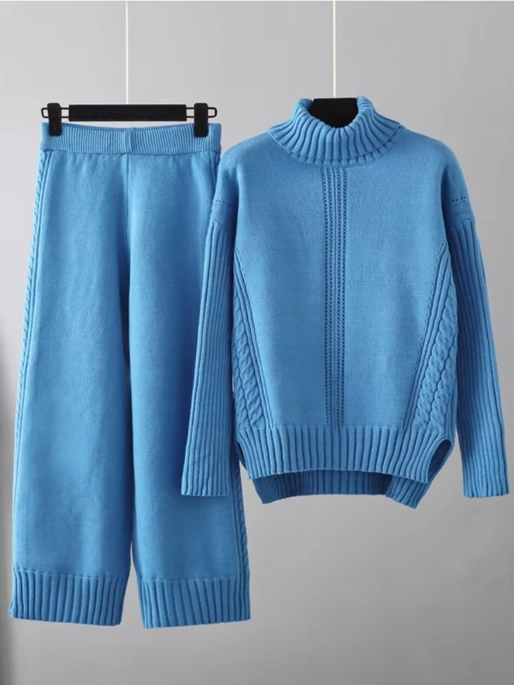 Emily™ - Stylish High-neck Pullover Knit Sweater with Loose Pants Set