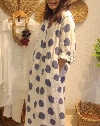 Mila™ - Casual Loose Long Sleeve Polka Dot Dress