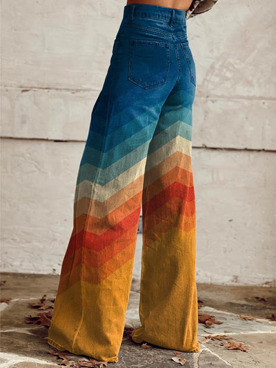 Mila™ -  Stylish Multicolored Striped Wide Leg Pants