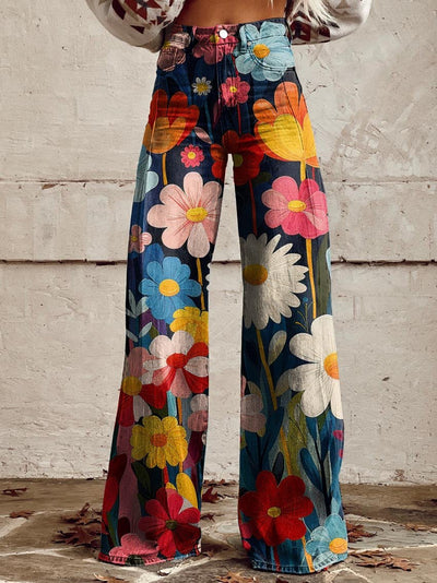 Ruby™ - Comfortable Colourful Floral Print Wide Leg Pants