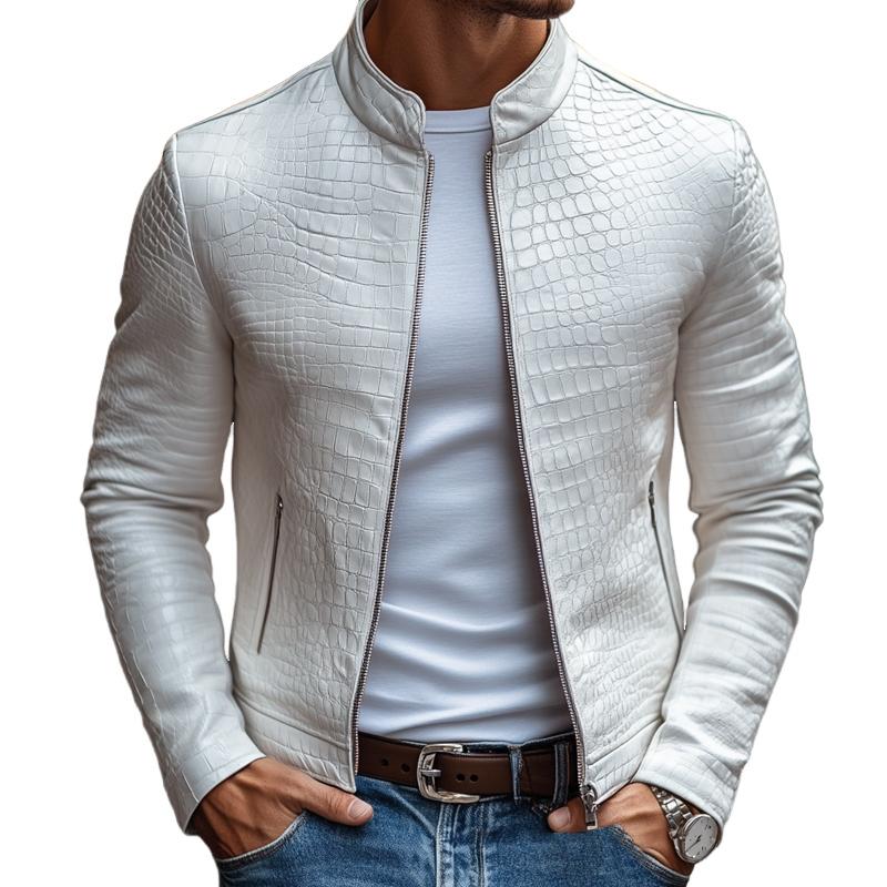 Oscar™ - Stylish Stone Pattern Stand Collar Zipper Jacket