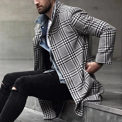 Max™ - Stylish Retro Double Breasted Long Checkered Coat