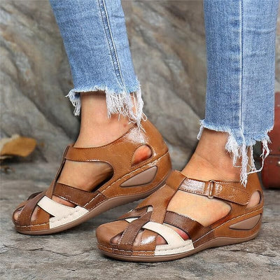 Evie™ - Adjustable Orthopedic Leather Wedge Sandals